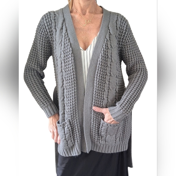 Harlowe & Graham Women’s Grandmacore Grey Chunky Belted Cardigan Size S - Picture 3 of 8